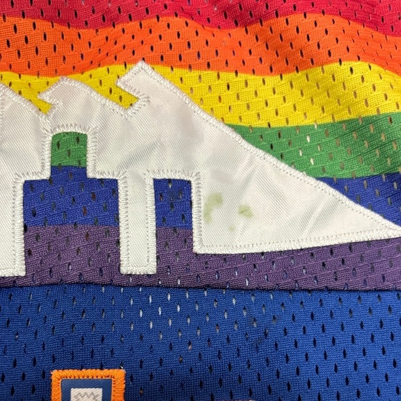 Adidas NBA Mens Size Large Blue Skyline Nuggets Jersey #55 Mutombo *Flaws - Picture 2 of 9